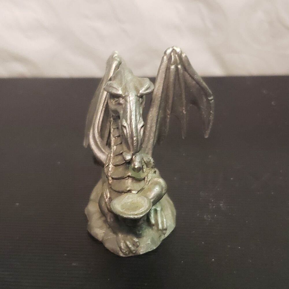 Vintage Spoontiques CMR660 pewter miniature winged dragon figurine WWW